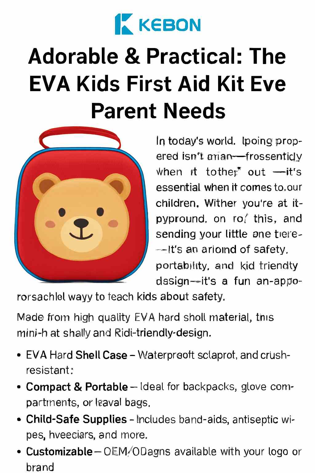 Adorable et pratique: la trousse de premiers soins EVA Kids a besoin