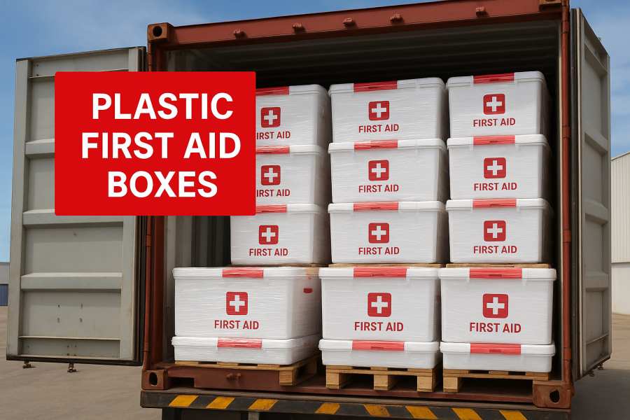 Yiwu Kebon Healthcare est un récipient complet de boîtes de premiers soins en plastique à Dubaï