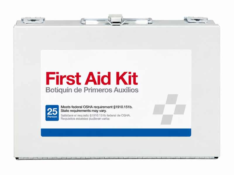 Trousse de premiers soins en métal pour 25 personnes | Trousse de premiers secours pour le lieu de travail et les urgences