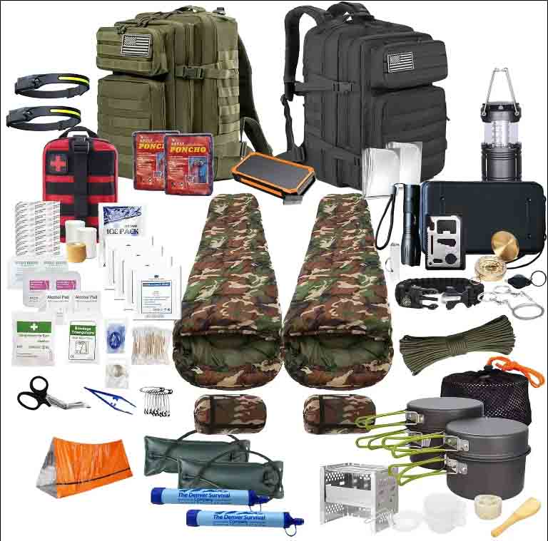 Kit de sac à dos de 72 heures de survie pour 2 personnes