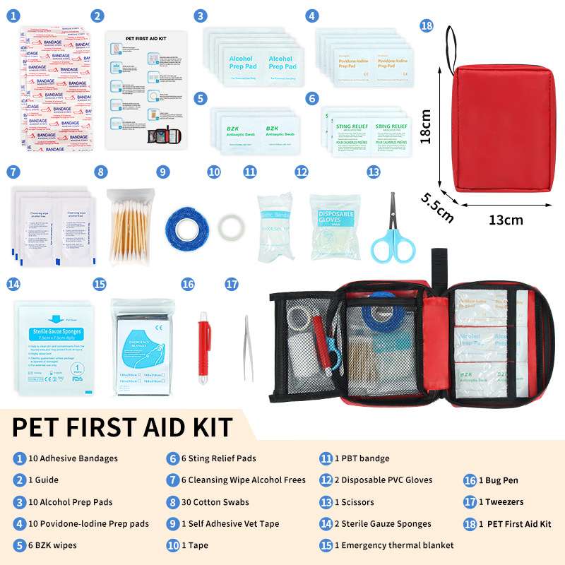 Trousse de premiers secours compacte pour chiens et chats – Trousse médicale d’urgence portable