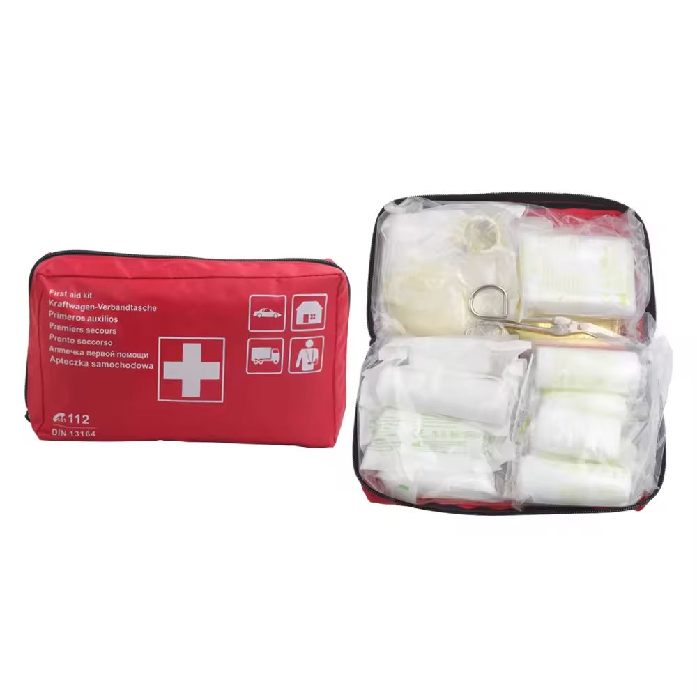 Trousse de premiers secours pour voiture DIN 13164 : 2022 – Trousse médicale d’urgence pour véhicule conforme aux normes européennes